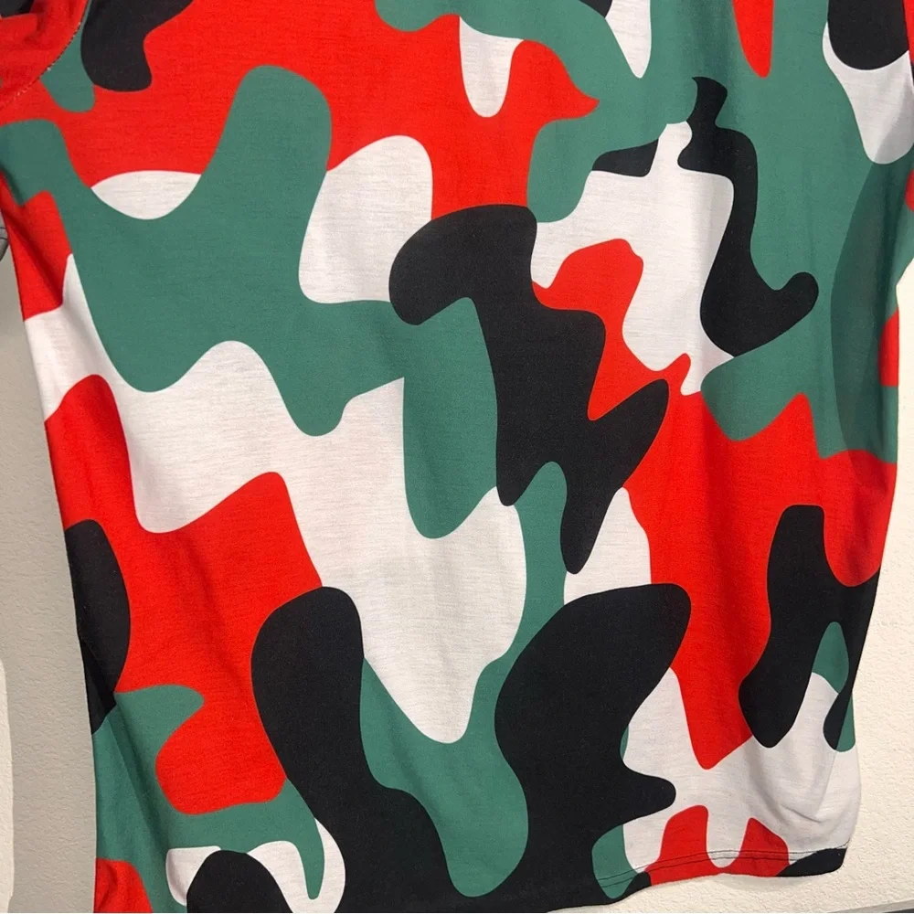 Retro Label T-Shirt 3XL SS Embroidered Camo Hip-hop Streetwear Casual Rap Trendy
